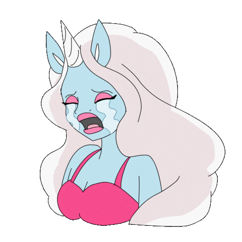 Sad Drama Queen Sticker by Glow The Unicorn