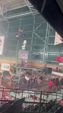 Heavy Rain Lashes Houston Astros' Stadium During Severe Storm