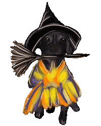 Black Dog Halloween Sticker