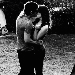 black and white kiss GIF