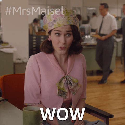 Rachel Brosnahan Reaction GIF by The Marvelous Mrs. Maisel