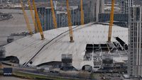 Roof of London's O2 Arena Ripped Open by Strong Winds