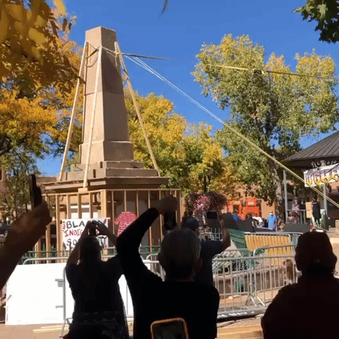 Protesters Pull Down Controversial Obelisk in Santa Fe