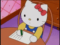 hello kitty writing GIF