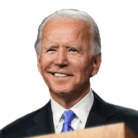 Political gif. Wisenheimer Joe Biden smiles, his eyes turning into a red glow, then shooting lasers as he chuckles.