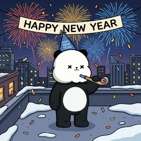 Happy New Year Party Hat GIF by Kanpai Pandas