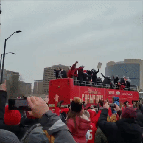 'Super Bowl Parade Touchdown': Mahomes Throws Football to Kansas City Fans