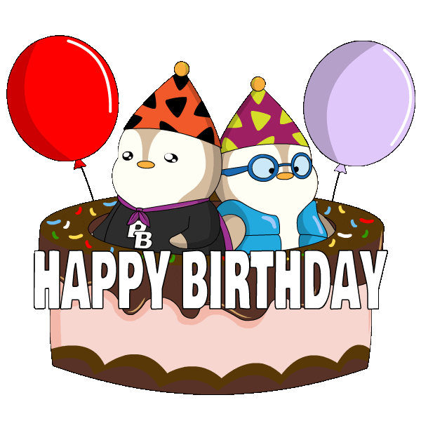 Celebrate Happy Birthday Sticker by Pudgy Penguins