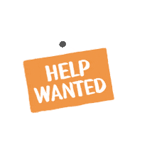Digital art gif. Orange sign swings on a hook over a transparent background. One side says, “Help wanted.” The sign flips and reads, “Election workers needed in Texas.”