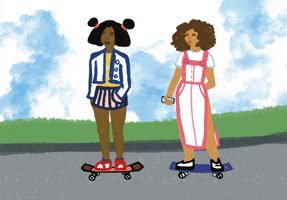 auroradraws friends vibes skate bff GIF