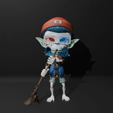 MoonApeLab clean up sweeping out of this world work mode GIF