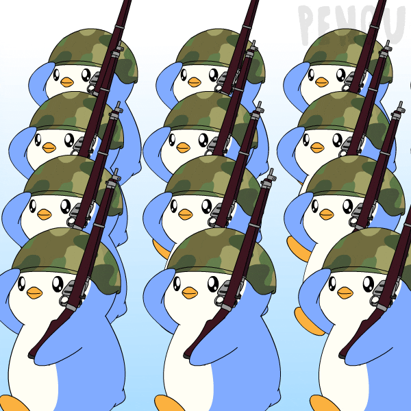 Huddle Up Patriots Day GIF by Pudgy Penguins