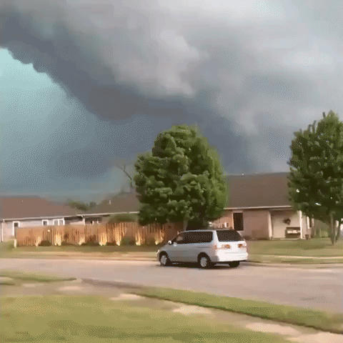 Tornado Sirens Sound as Thick Clouds and Lightning Roll Over Tulsa, Oklahoma