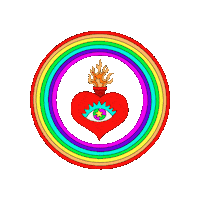 Ephemera love heart rainbow eye Sticker