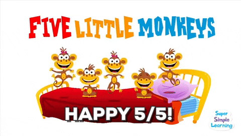 #supersimplesongs #may5 #fivelittlemonkeys #nomoremonkeysjumpingonthebed #cincodemayo GIF by Super Simple