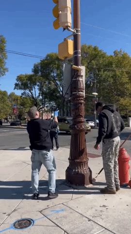 Light Poles Greased in Philadelphia in Anticipation of Phillies Celebrations