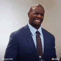 TV gif. Terry Crews as Terry on Brooklyn Nine-Nine winces dramatically at someone off screen.
