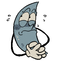 Scared Crescent Moon Sticker