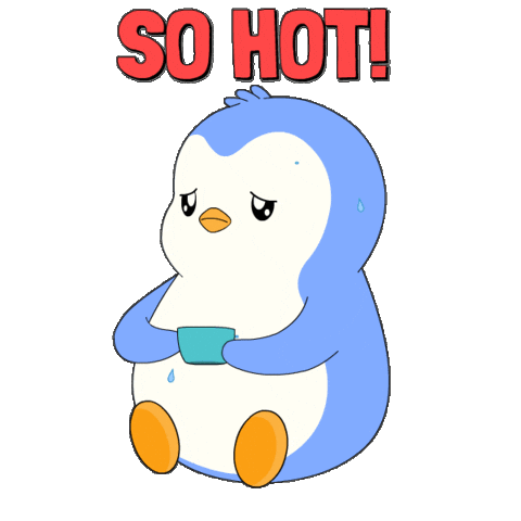 Sweating Heat Wave Sticker by Pudgy Penguins