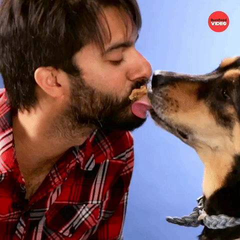 Peanut butter dog kiss