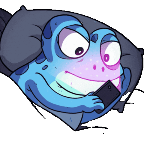 Blue Frog Phone In Bed Sticker by Croakey