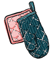 katiecadamatre cooking kitchen cook mitten Sticker