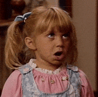 TV gif. Mary-Kate Olsen as Michelle on Full House rolls her eyes and tips her head as her mouth hangs open in an irreverent expression.