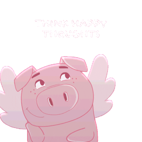 Happy Flying Pig Sticker by PositivelyPigasus