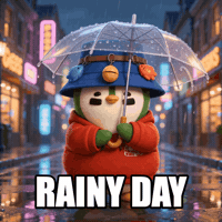 ZaddyFi penguin day rain city GIF