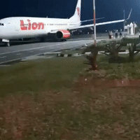 Lion Air Plane Clips Wing on Pole at Bengkulu Airport