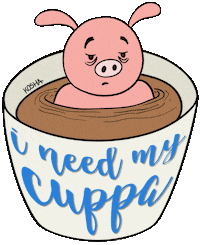koshabathia coffee sleepy pig chai Sticker