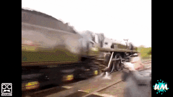 car crash close call security cam GIF