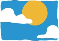 Digital art gif. An orange sun in a blue sky is quickly wiped away by a dark night sky. Text, 