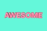 Text gif. Pink bubble letter text swings up onto a bright teal background that reads, 