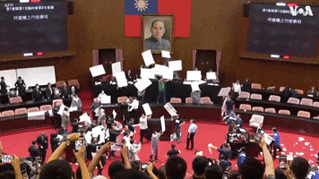 Taiwan Parliament Ballon Fight GIF