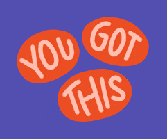 Text gif. The phrase, "You got this!" is written on a purple background and each word is individually circled. They pulse in red and pink outlines.