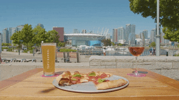 smartcitymedia beer cheers pizza rose GIF