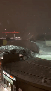 Snow Falls at Portland's Providence Park as Storm Approaches
