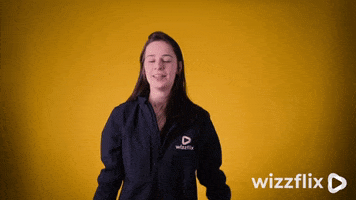 Wizzflix_ hair laughing yellow flip GIF