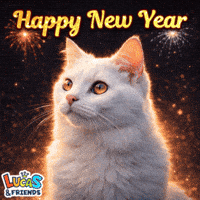 Happy New Year Cat GIF by Lucas and Friends by RV AppStudios