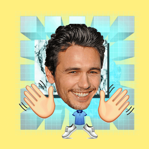 James Franco laughing joyously in a GIF