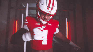 Football Chest Pound GIF by Wisconsin Badgers