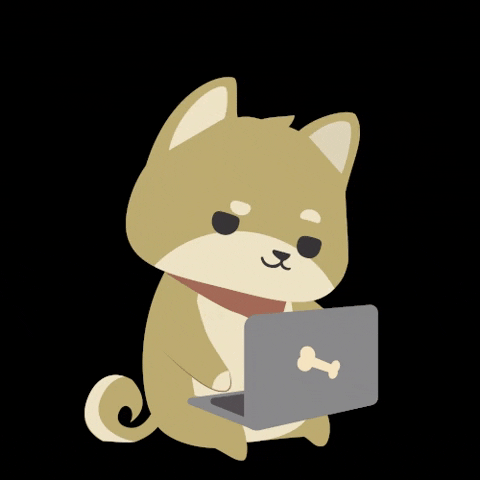 Art_Bravado animation dog writing typing GIF