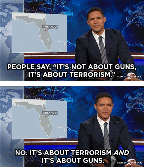 the daily show guns GIF by The Daily Show with Trevor Noah