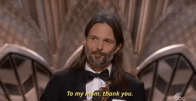 linus sandgren to my mom thank you GIF by The Academy Awards