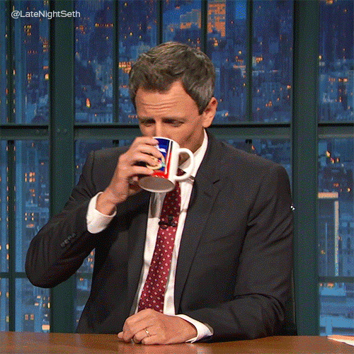 Seth Meyers Coffee GIF by Late Night with Seth Meyers