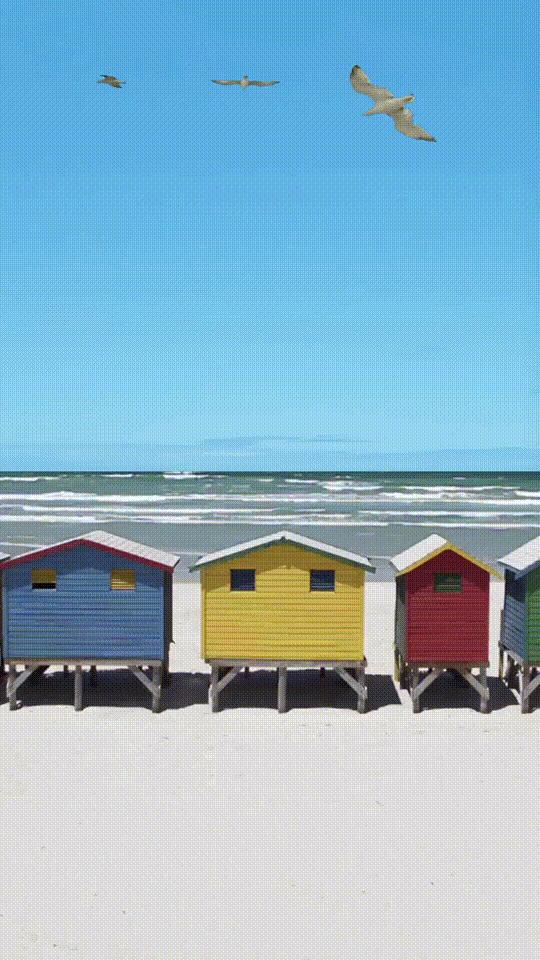jonnyrebb beach ocean tide beach huts GIF