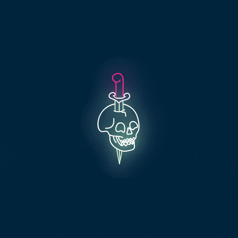 neon skull GIF by Lunares