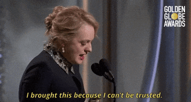elizabeth moss i brought this because i cant be trusted GIF by Golden Globes