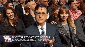 stephen colbert button GIF by Night of Too Many Stars HBO